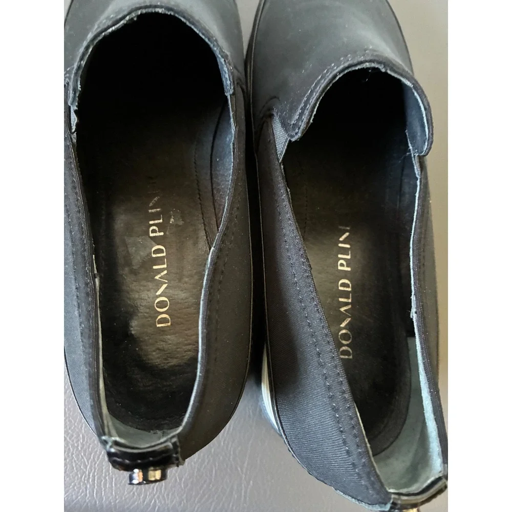 Donald Pliner Lizzee Black Stretch Fabric Platform Slip On Sneakers Womens 7M